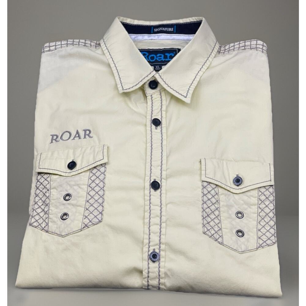 Roar Signature Doppelgänger Long Sleeve Button Down Men's Size XL Yellow